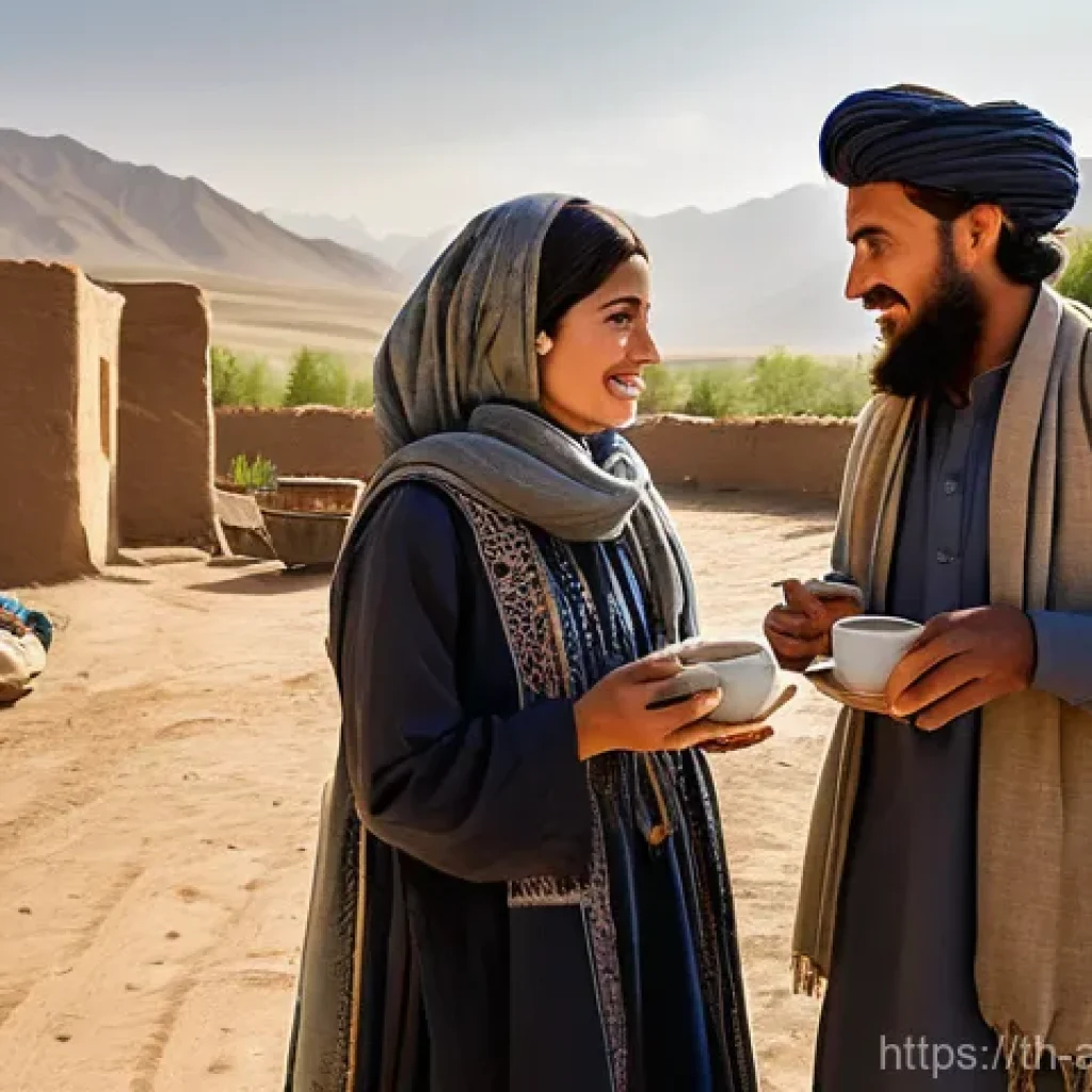 아프가니스탄 민족 구성 - **A group of Pashtun individuals in a traditional Afghan village, embodying the spirit of Pashtunwal...
